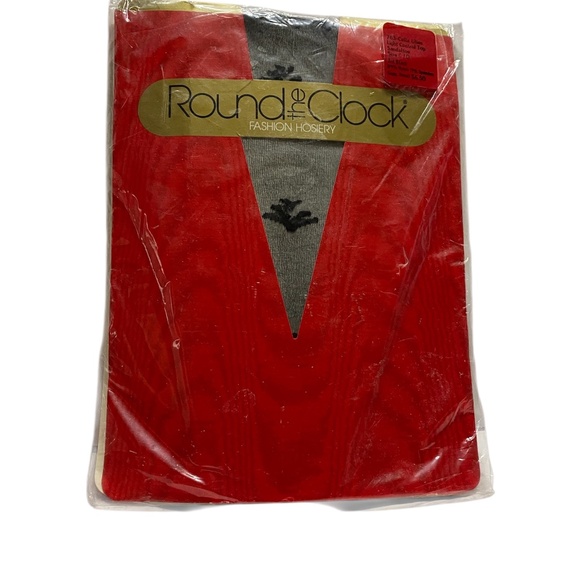 Round the clock Accessories - * Round the clock fashion hosiery CD black with embroiderer detail 1980 vintage